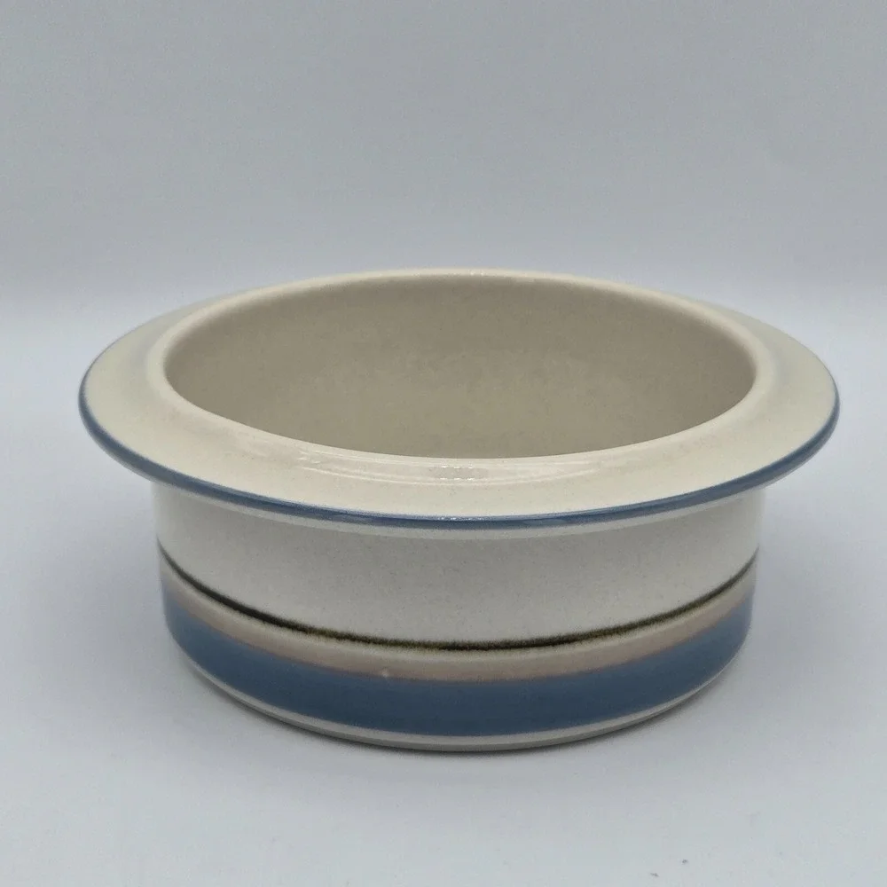 Arabia Finland Uhtua Stoneware Berry Fruit‎ Dessert Bowl Blue Brown Stripe 5.25